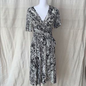 Snake print v-neck faux wrap dress